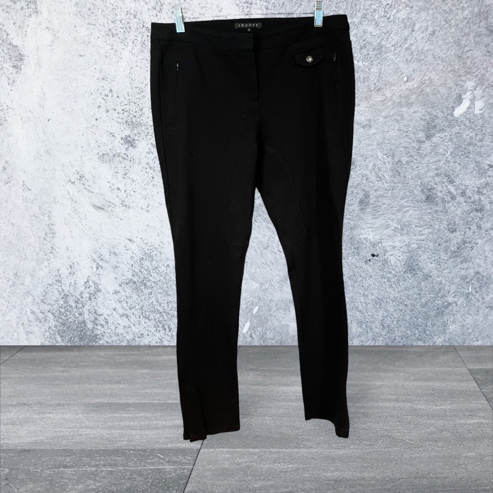 Theory Black Slim Fit Pants with bottom zippers. EUC